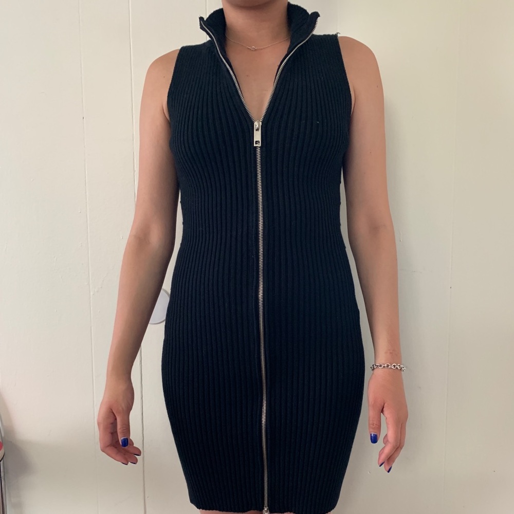 Rib Knit Zip Dress